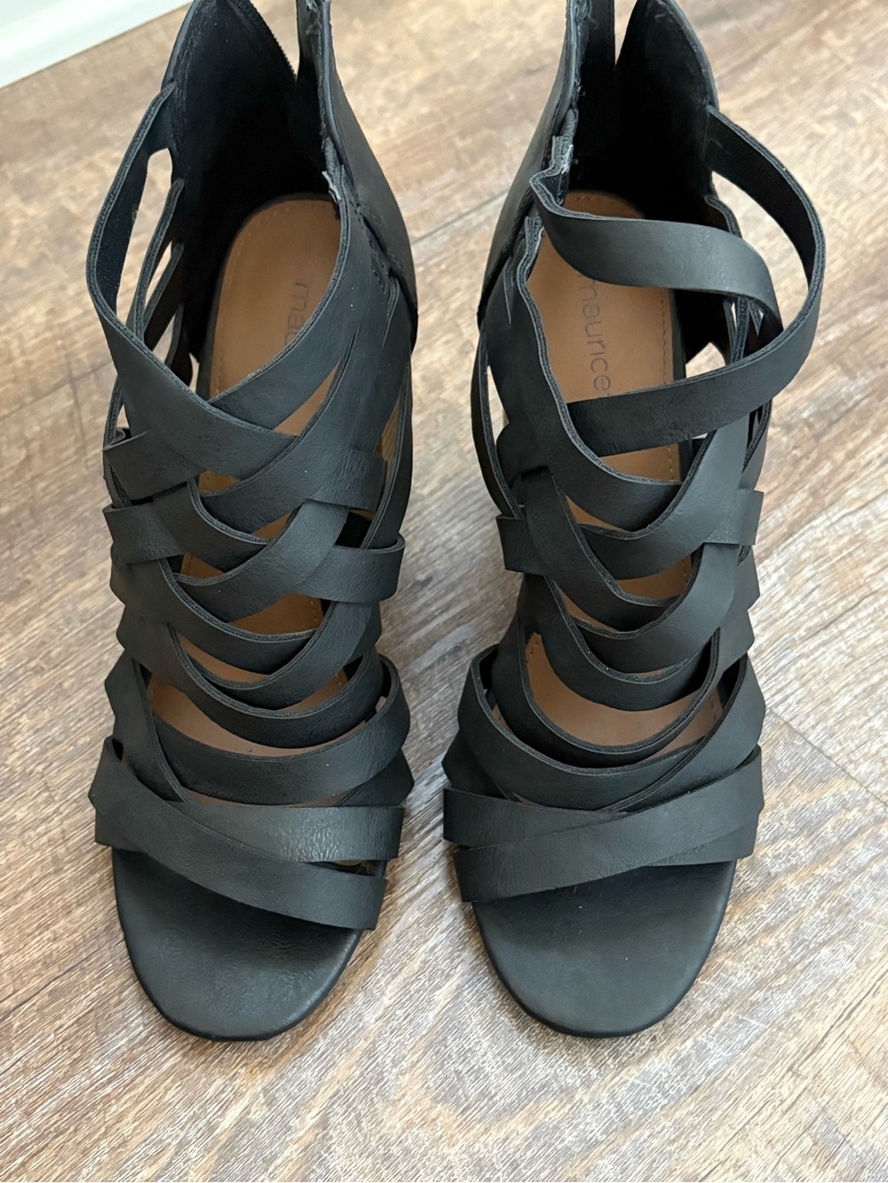 Maurices Black Strappy Cutout Heels